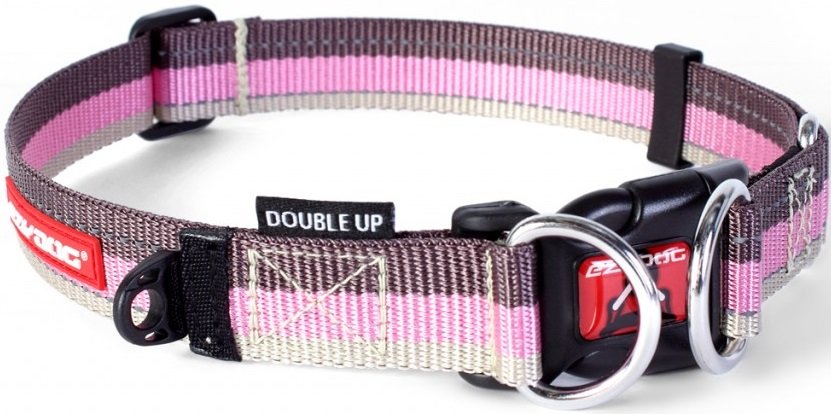 EzyDog Double Up Halsband In Violett, Größe X-Large (47-71 Cm) – Mit 2 D-Ringen & Reflektierendem Gewebe