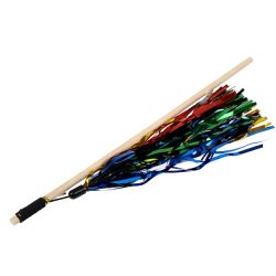 Fiskestang i tr med konfetti