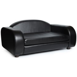 Whesco Deluxe PU Lder Hundeseng Sort 80 cm