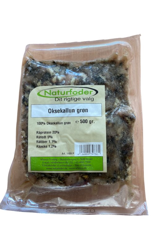 Naturfoder 100% Gr�n Oksekallun 500 gr.