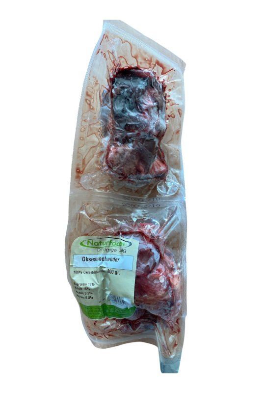 Naturfoder 100% Oksestrubehoveder 2 stk. 800 gr. 