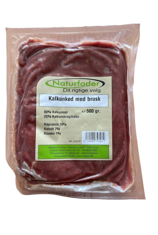 Naturfoder Kalkunk�d m/brusk 500 gr.