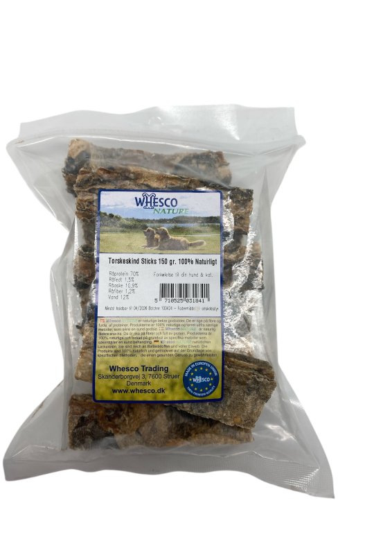  Whesco Naturlige Torskeskind Sticks 150 gr