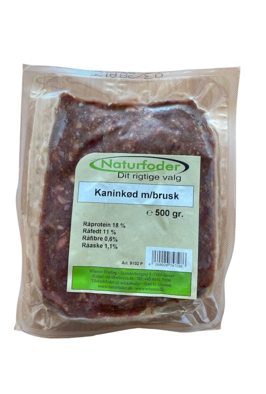 Naturfoder 100% Kanink�d m/brusk 500 gr. 