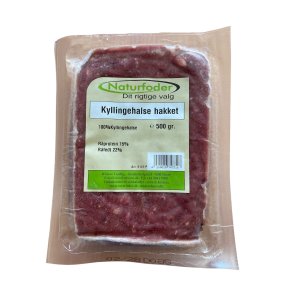 Naturfoder 100% Kyllingehalse hakket 500 gr. 