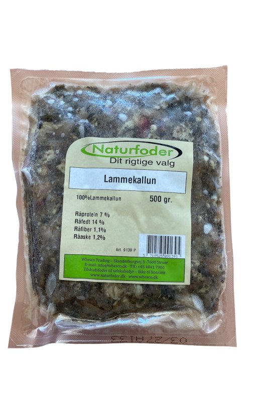 Naturfoder 100% Lammekallun 500 gr.