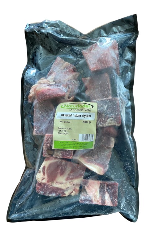 Naturfoder 100% Oksek�d i stykker 2000 gr. 