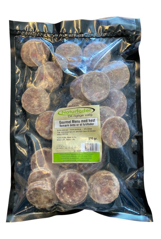 Naturfoder Gourmet menu med Hest medaljoner 800 gr