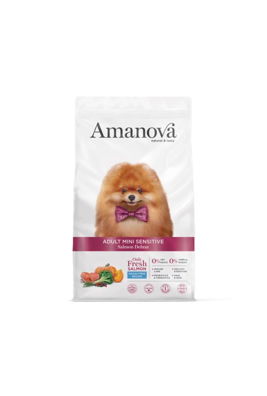Amanova Adult hund Mini Sensitive laks deluxe 7 kg